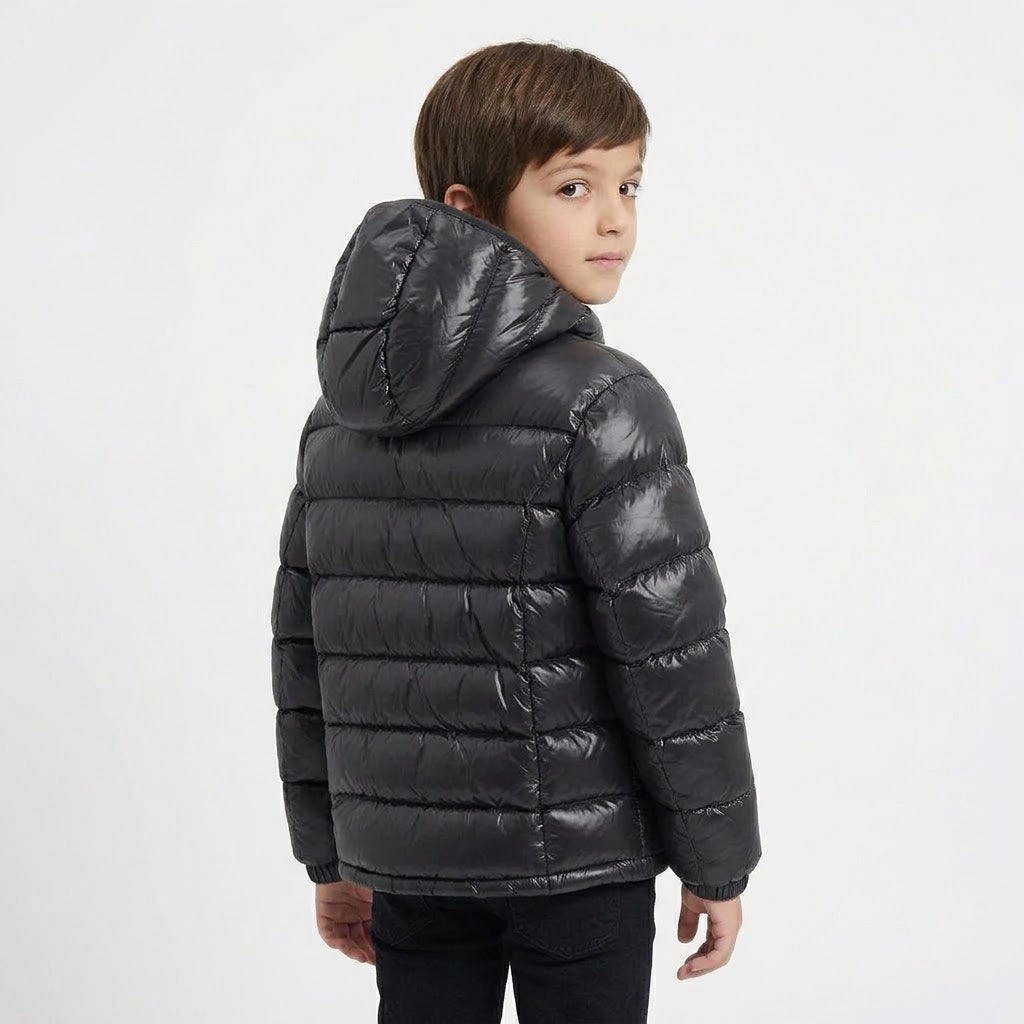 BLAUER Piumino Ansel Junior Con Cappuccio Bambino Nero Interno Beige