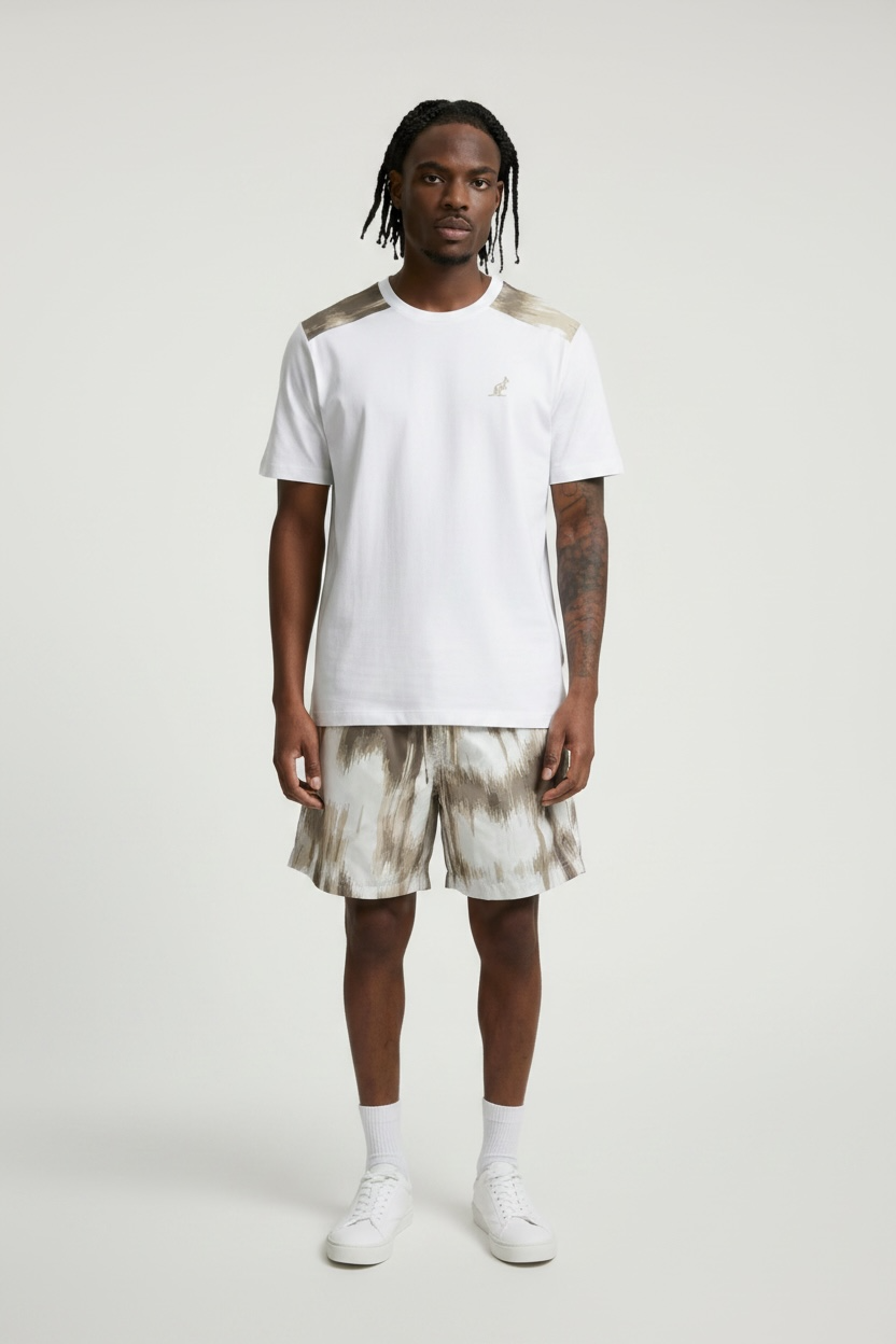 Australian Completino T-Shirt e Pantaloncino Uomo Bianco Beige Sfumato