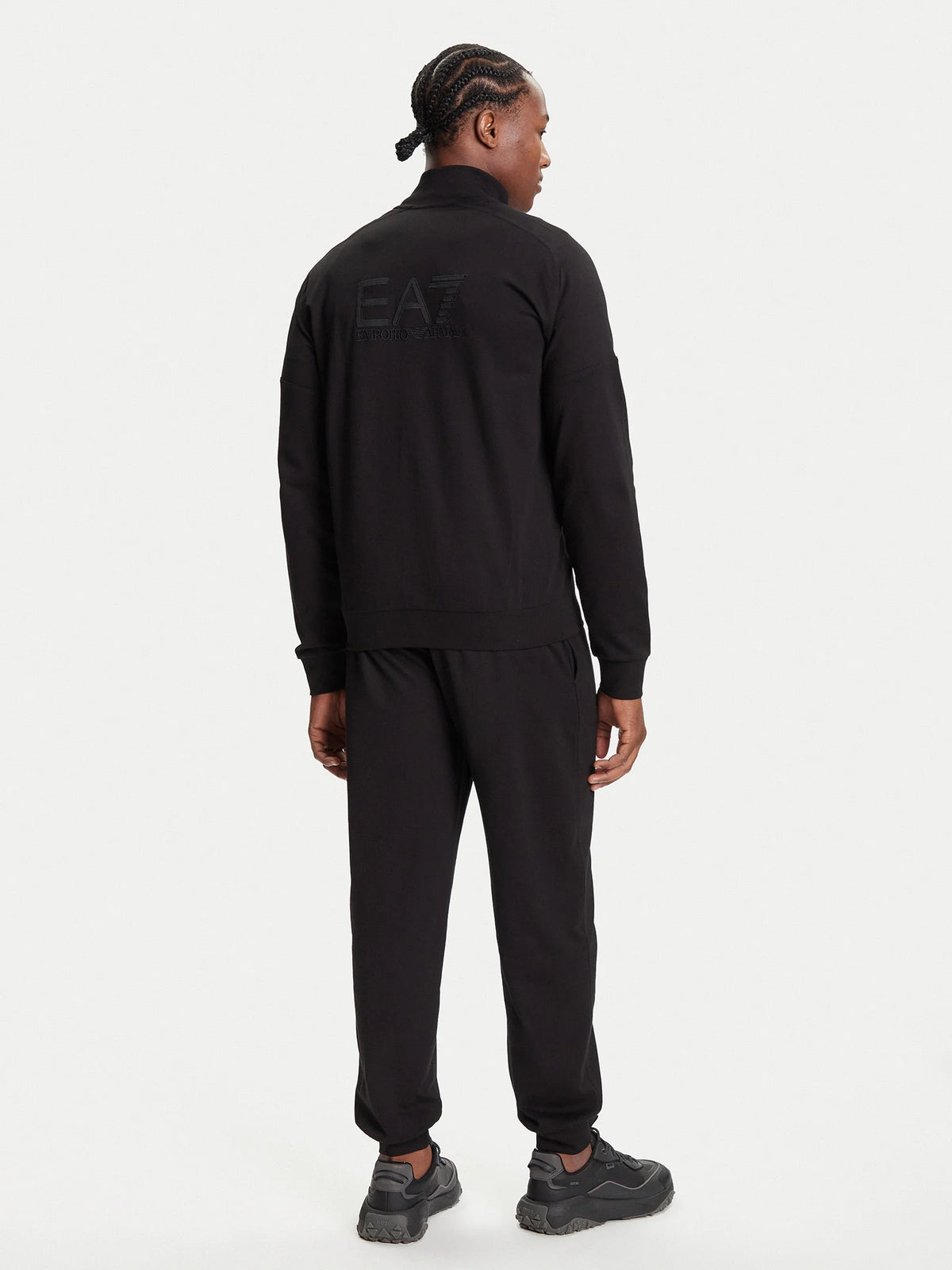 EMPORIO ARMANI Tuta Leggera In Cotone Con Zip Nero 25/26