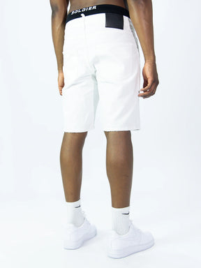 SOLDIER Bermuda Jeans Bianco