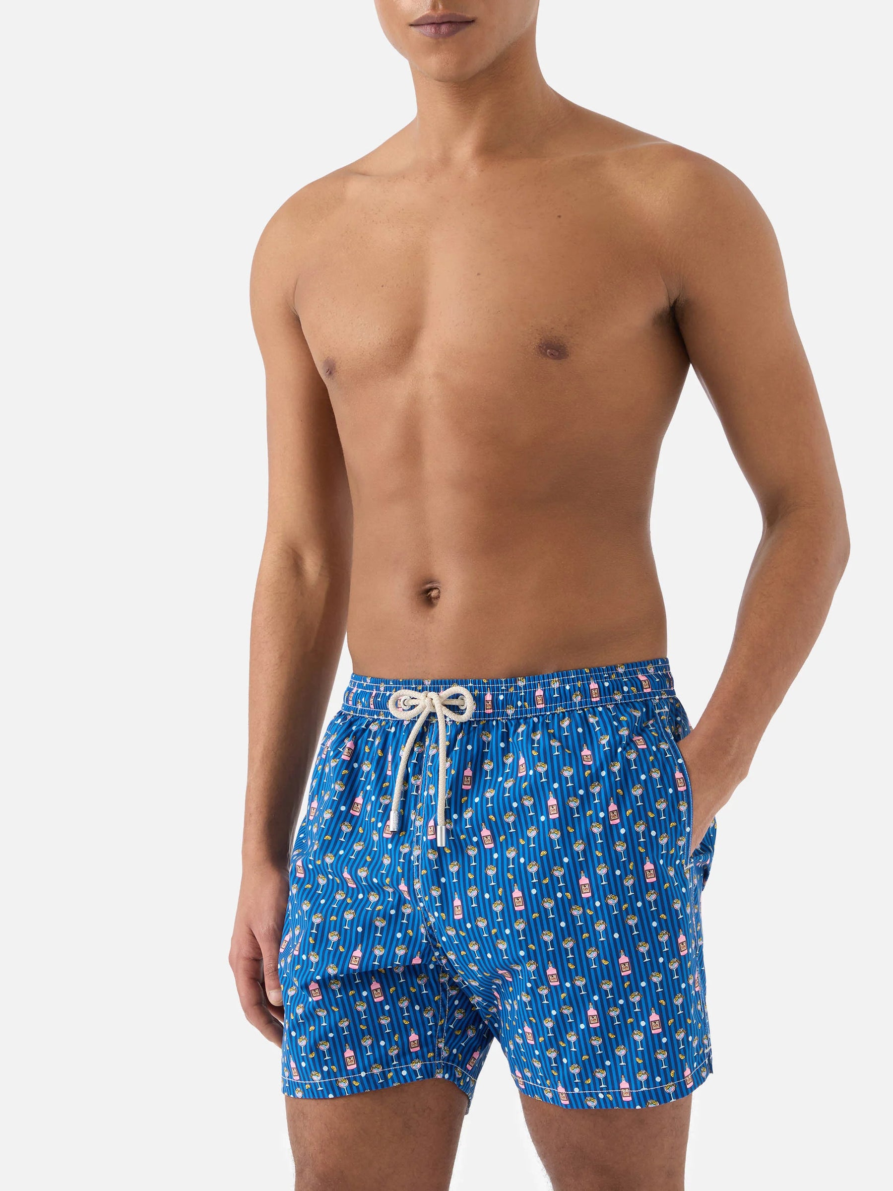 SAINT BARTH Costume Lighting Micro Stretch Gin Lover Stripes Blu