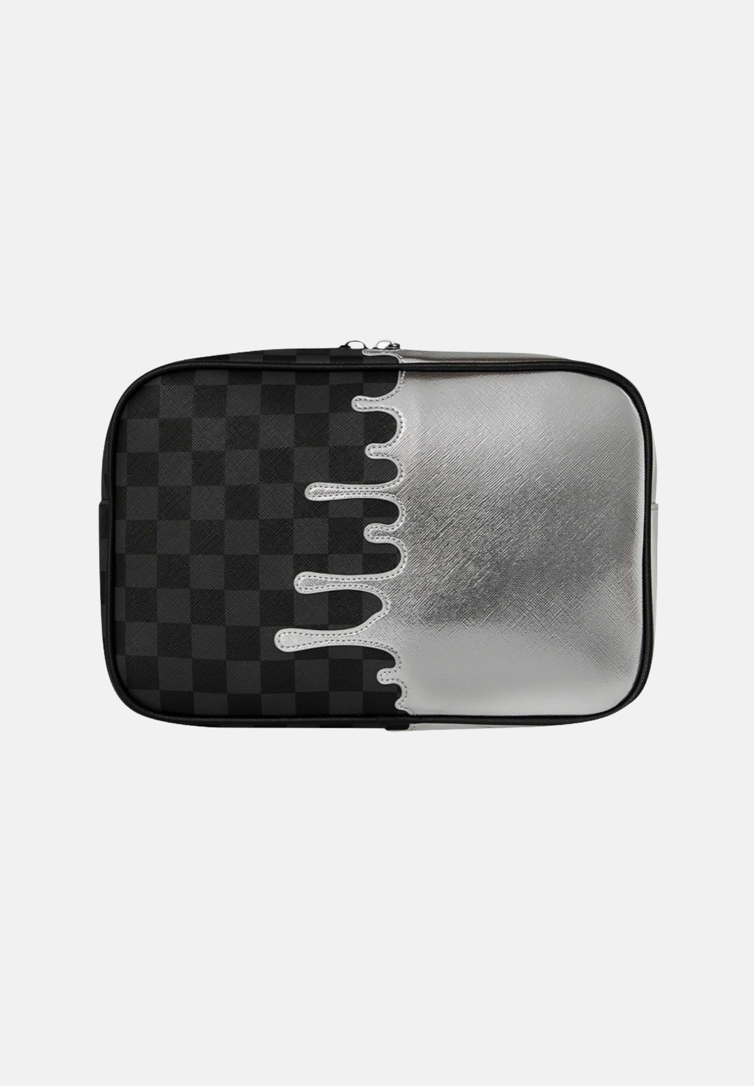 SPRAYGROUND Pochette Silver Side Drip argento e nera