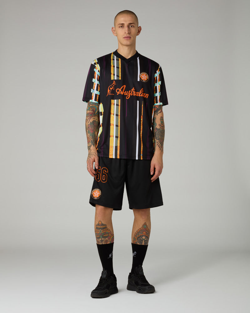 AUSTRALIAN Completino Mod. Soccer T-Shirt e Pantaloncino Nero Dettagli Arancio/Verde SS26