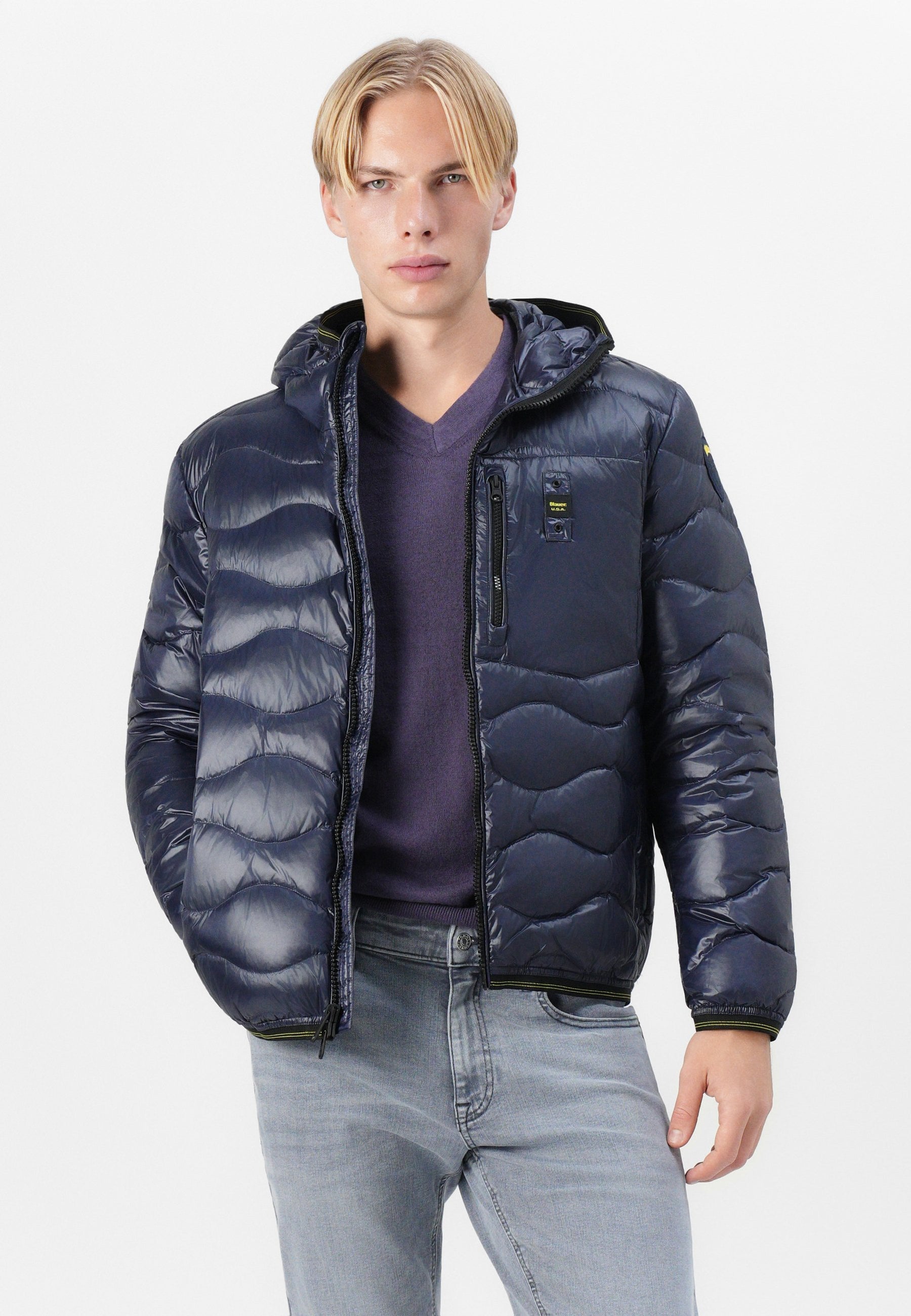 BLAUER Giubbotto Uomo Piumino Invernale Ondulato Blu
