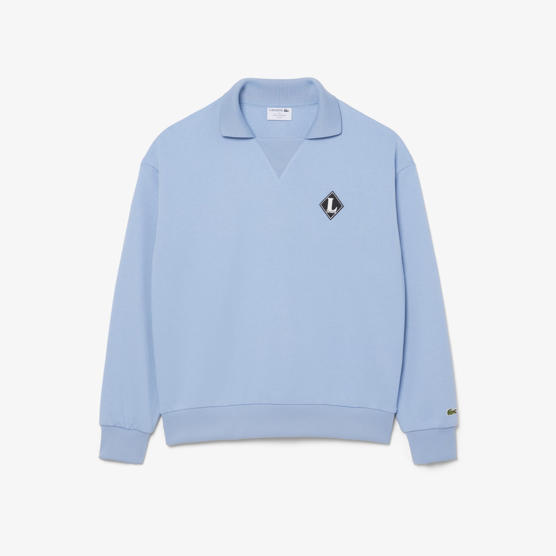 LACOSTE Felpa con collo a polo Con Logo Cucito Azzurra