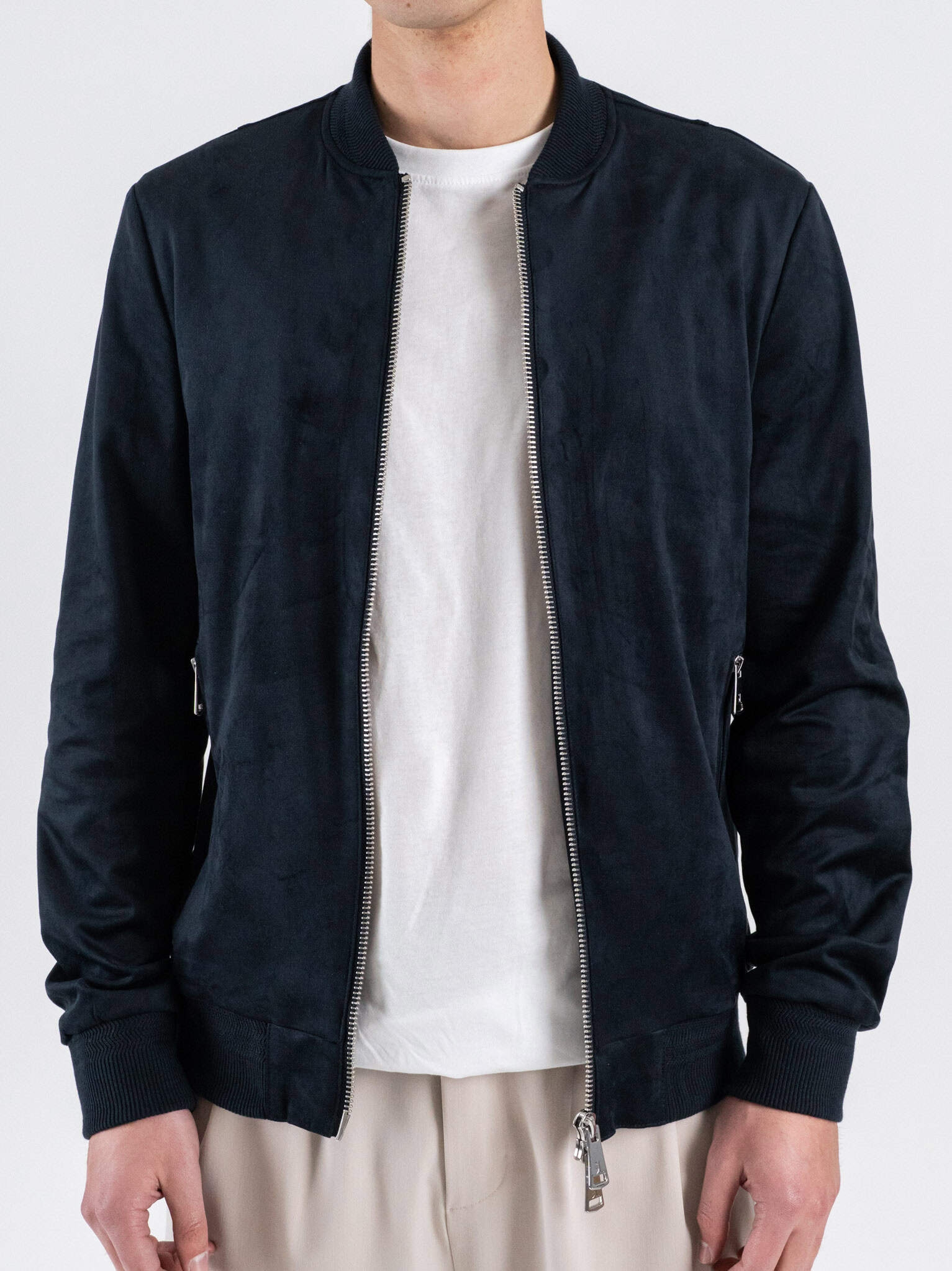 GIANNI LUPO Jacket In Renna Collo Alla Coreana Blu