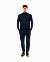 EMPORIO ARMANI Tuta Leggera Acetata Con Zip Senza Cappuccio Con Bande Blu