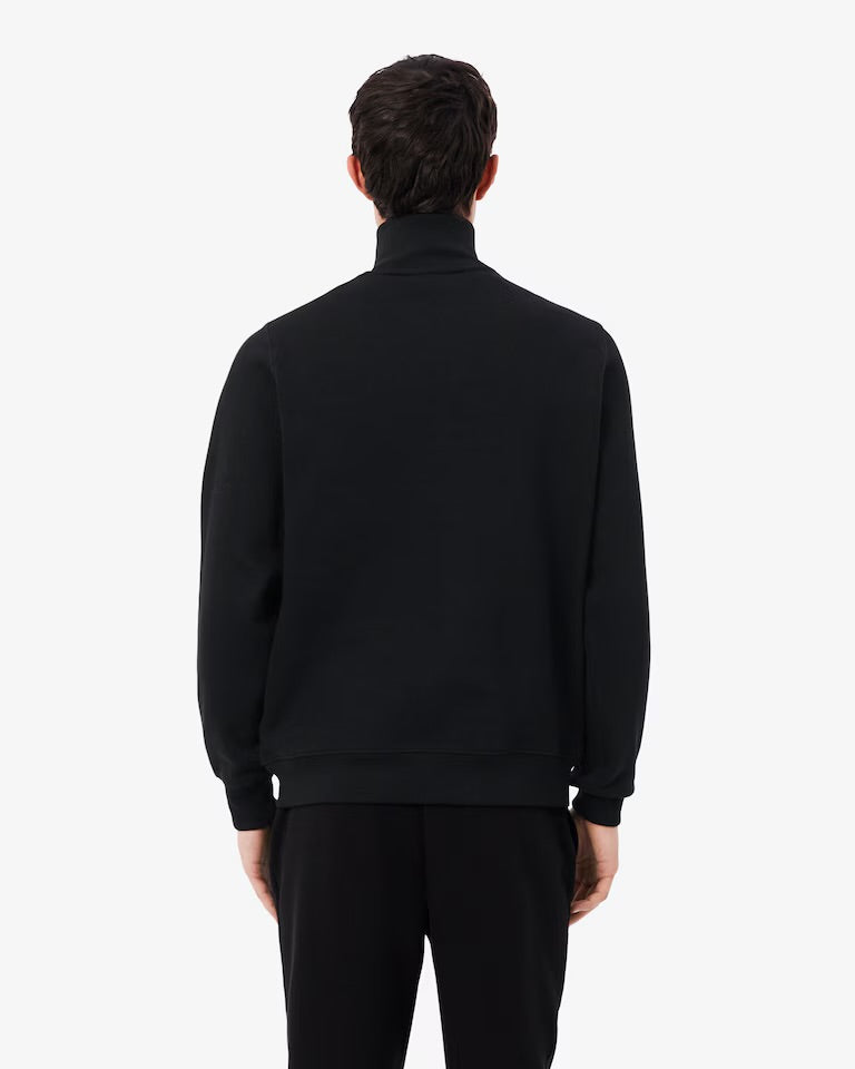 LACOSTE Felpa Interlock Collo Alto Mezza Zip Nera