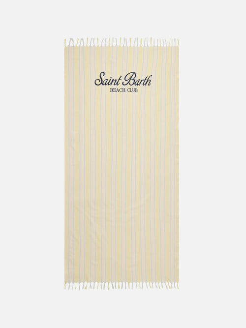 SAINT BARTH Telo Mare FoutasLight A Strisce Beige/Azzurro/Giallo