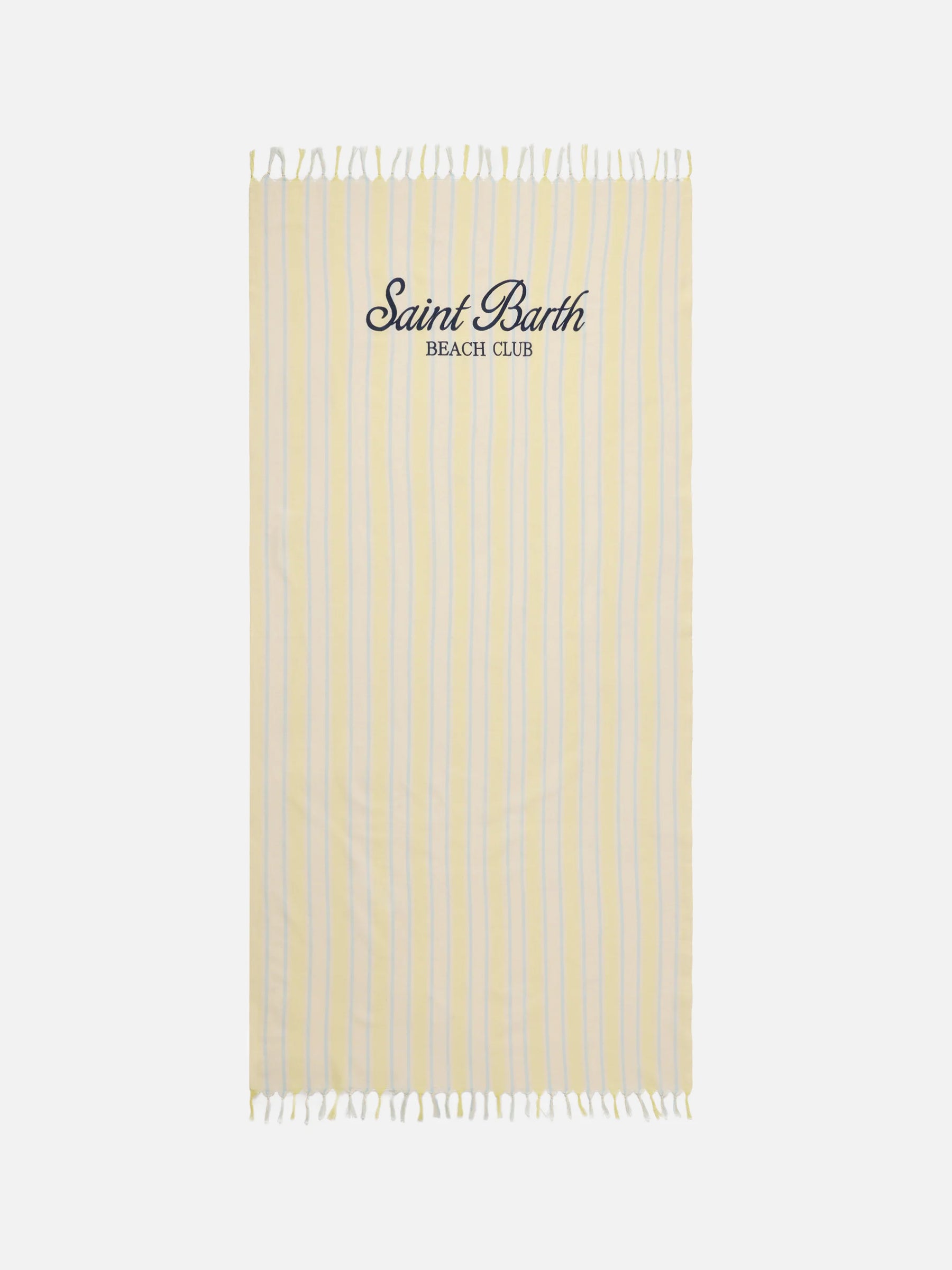 SAINT BARTH Telo Mare FoutasLight A Strisce Beige/Azzurro/Giallo