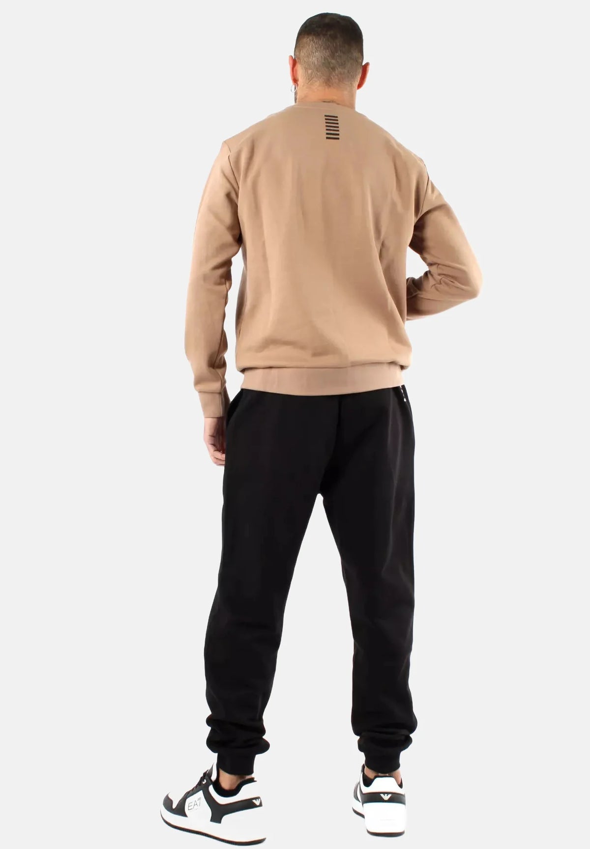 EMPORIO ARMANI Tuta Felpata Girocollo Beige/Nera