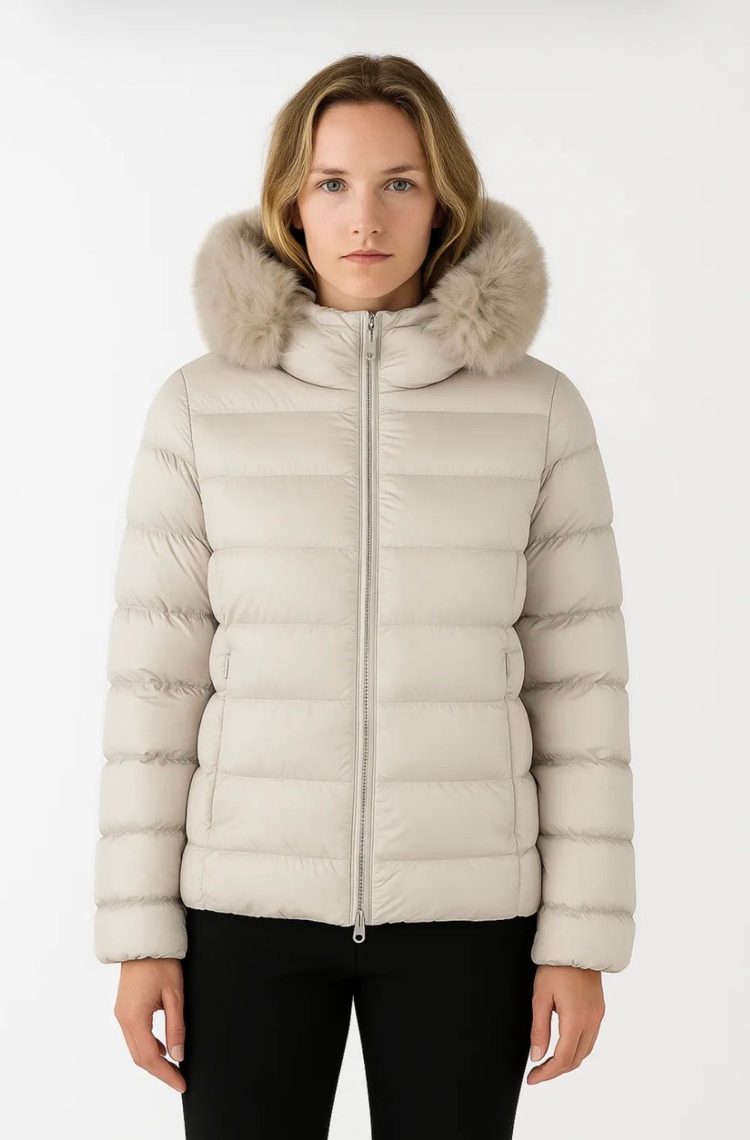 COLMAR DONNA GIUBBOTTO CORTO CON PELLICCIA BEIGE CANAPA