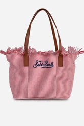 SAINT BARTH BORSA CITY MID FRANGE MICRO STRIPES BIANCO/ROSSO