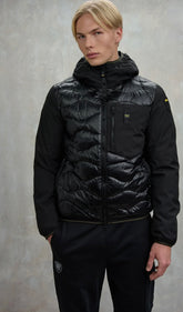 BLAUER Giubbotto Uomo Piumino Invernale Ondulato Manica Liscia Nero