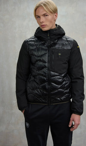 BLAUER Giubbotto Uomo Piumino Invernale Ondulato Manica Liscia Nero