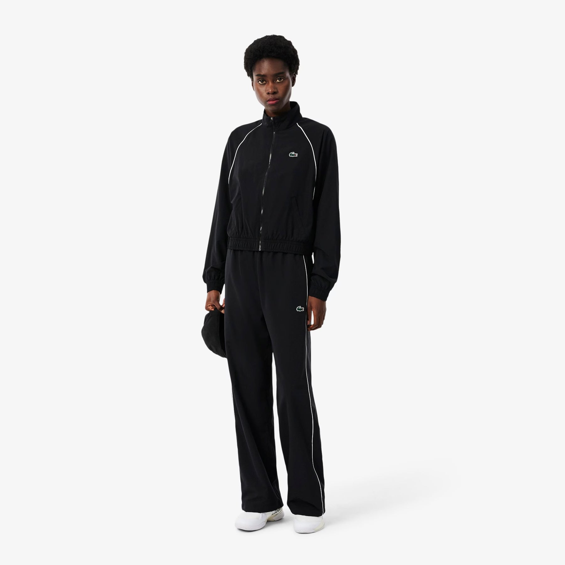 LACOSTE Tuta Idrorepellente con Bordi a Contrasto Donna Nera
