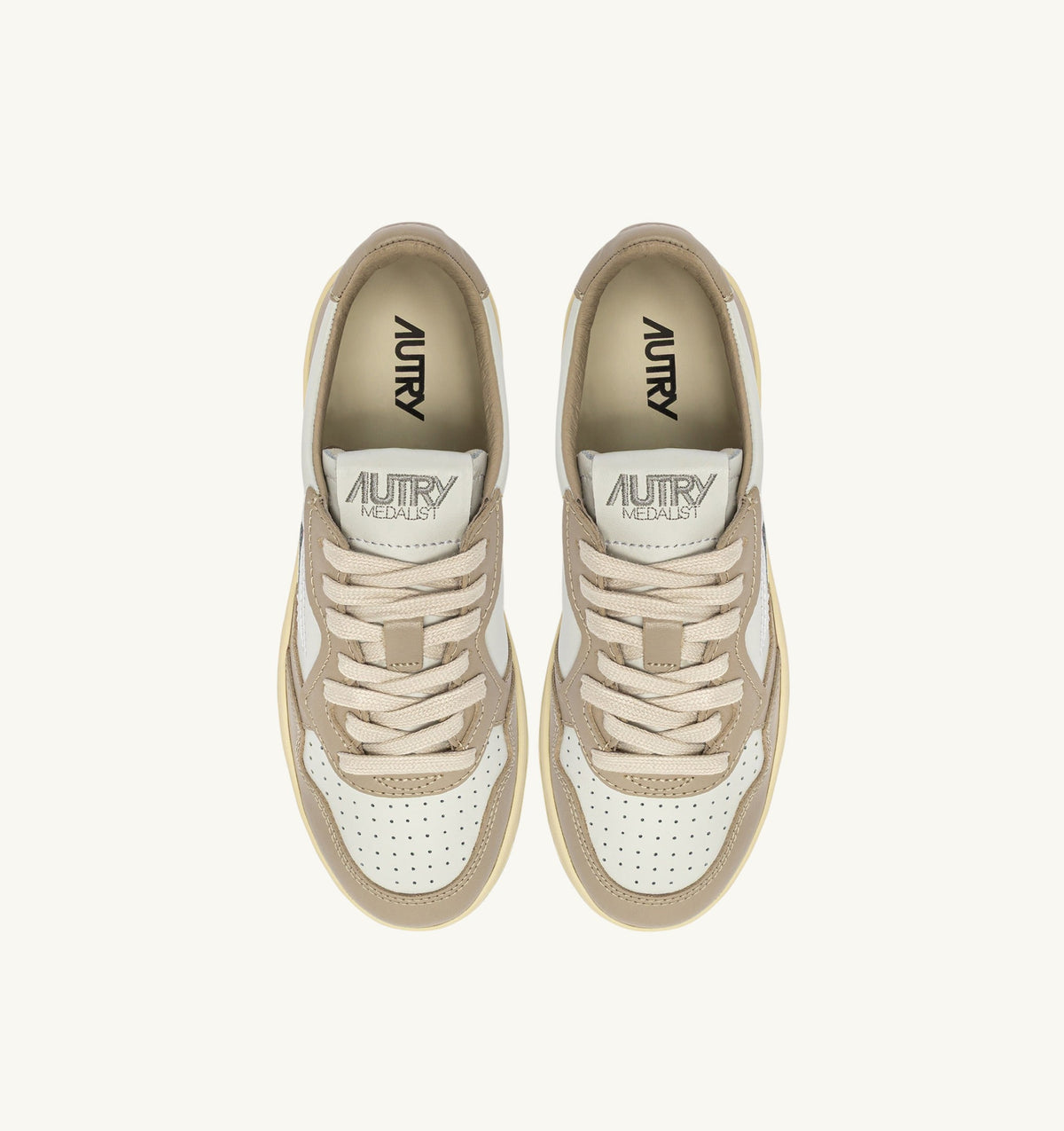AUTRY Medialist In Pelle Bicolor Beige/Bianco