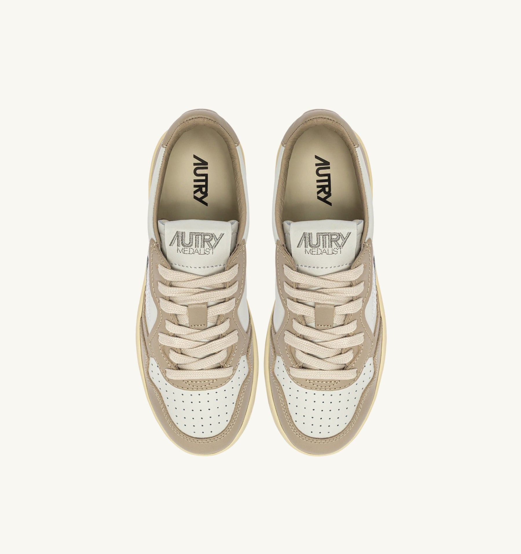 AUTRY Medialist In Pelle Bicolor Beige/Bianco