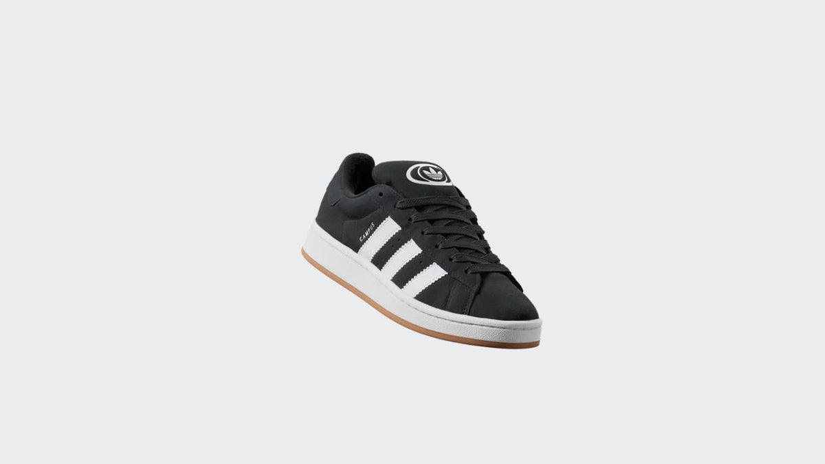 Adidas Campus Scarpa In Camoscio Nera Con Strisce Bianche