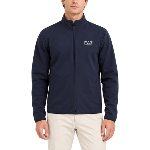 EMPORIO ARMANI Giubbotto con pile interno Senza Cappuccio Blu Con Logo Bianco