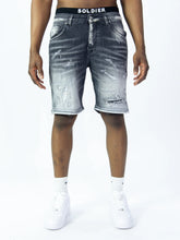 SOLDIER Bermuda Jeans In Denim Grigio Asfalto Con Strappi