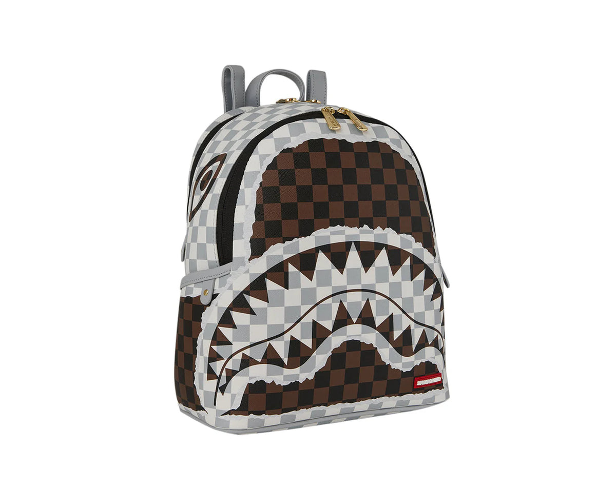 SPRAYGROUND Zaienetto In Pelle CREAM AND BROWN TEAR CHECK SAVAGE Marrone/Bianco 29/12