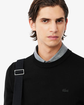 LACOSTE Maglioncino Basic in 100% Lana Nero