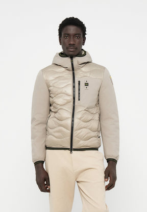 BLAUER Giubbotto Uomo Piumino Invernale Ondulato Manica Liscia Beige