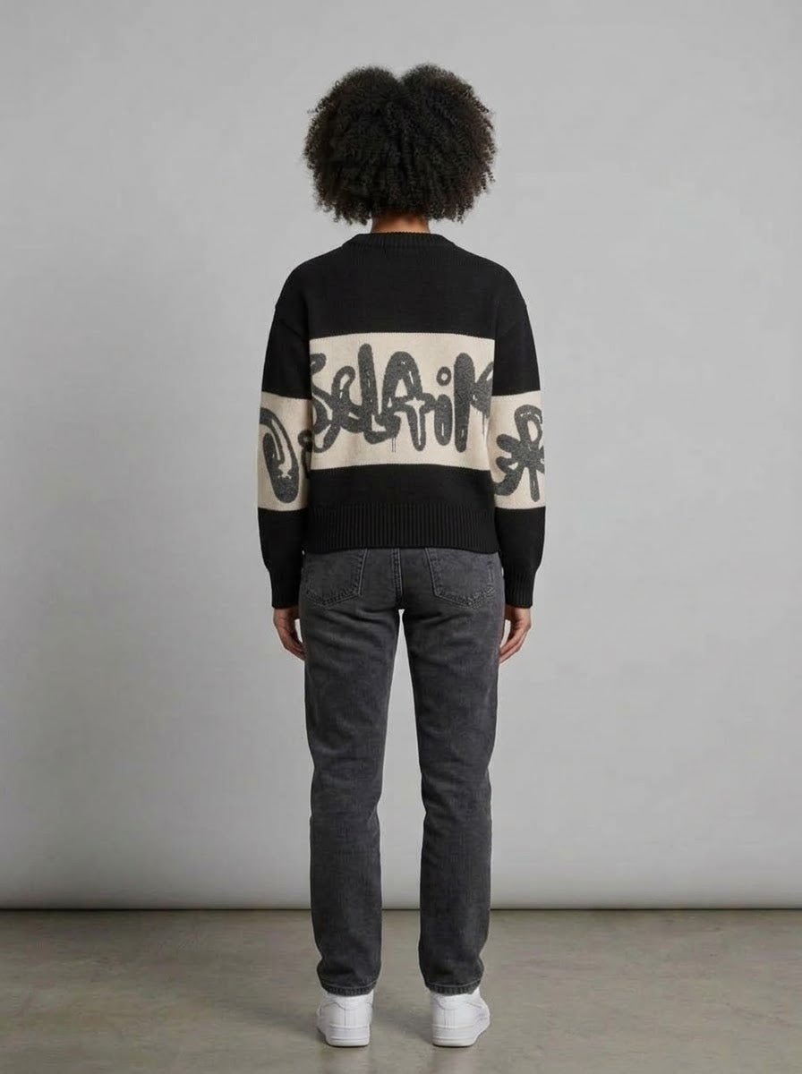 DISCLAIMER Felpa Girocollo Con Scritta Centrale Donna Nero/Bianco