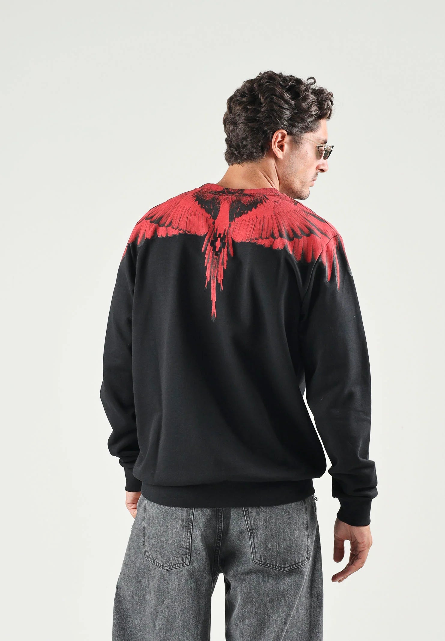 COUNTY OF MILAN Felpa Marcelo Burlon Nera Con Ali Rosse