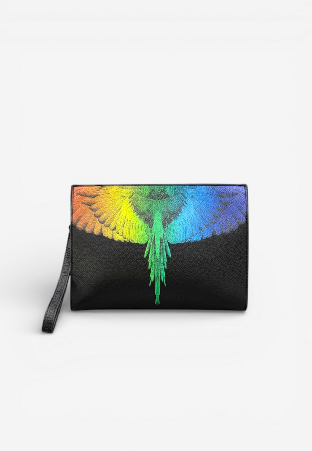 COUNTY OF MILAN MARCELO BURLON Pochette In Ecopelle Con Stampa Ali Multicolor Nero