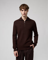 GIANNI LUPO Maglioncino Collo Alto Mezza Zip Marrone