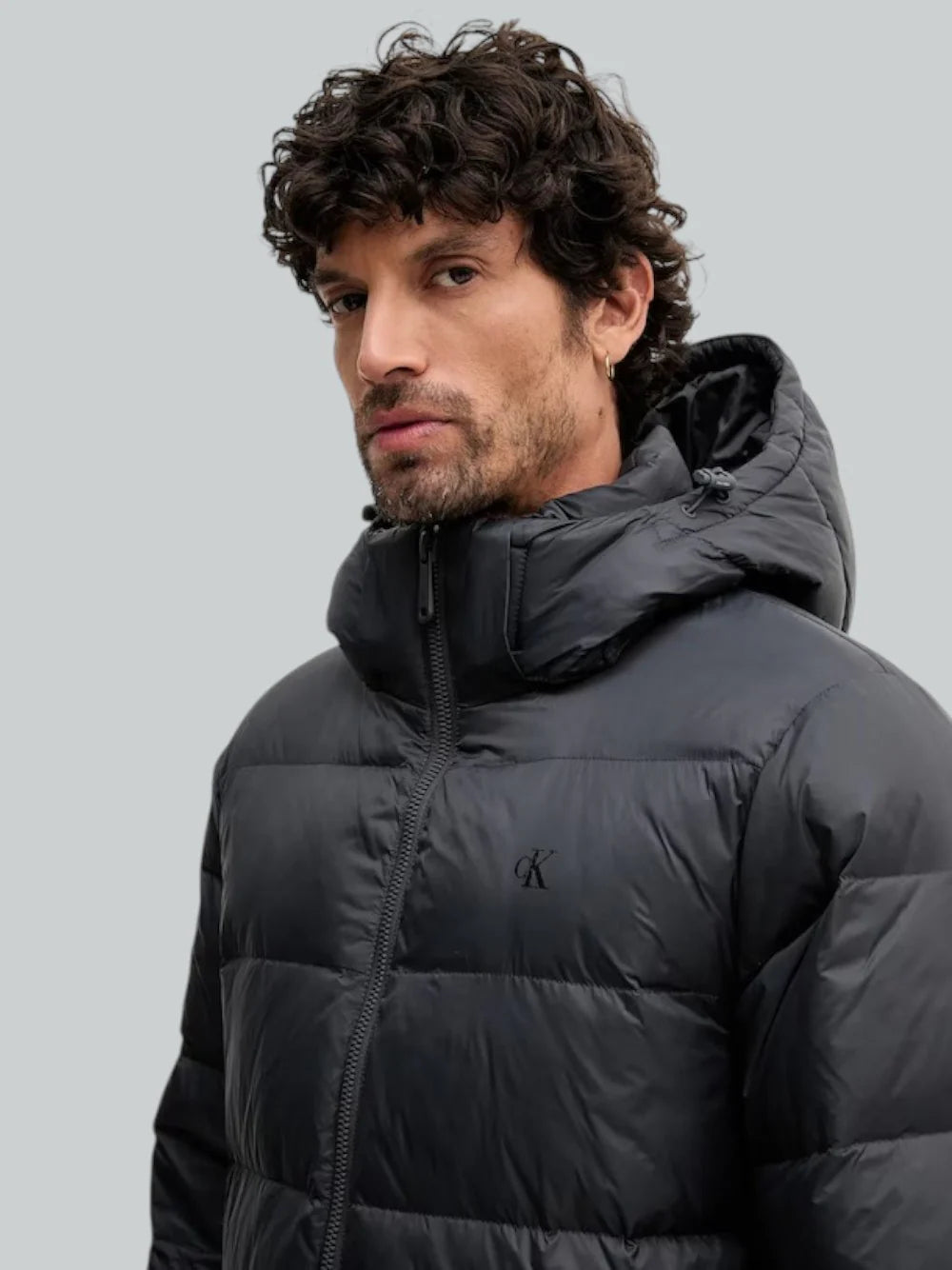 CALVIN KLEIN Giubbotto Invernale Con Logo Piccolo Sul Petto Grigio