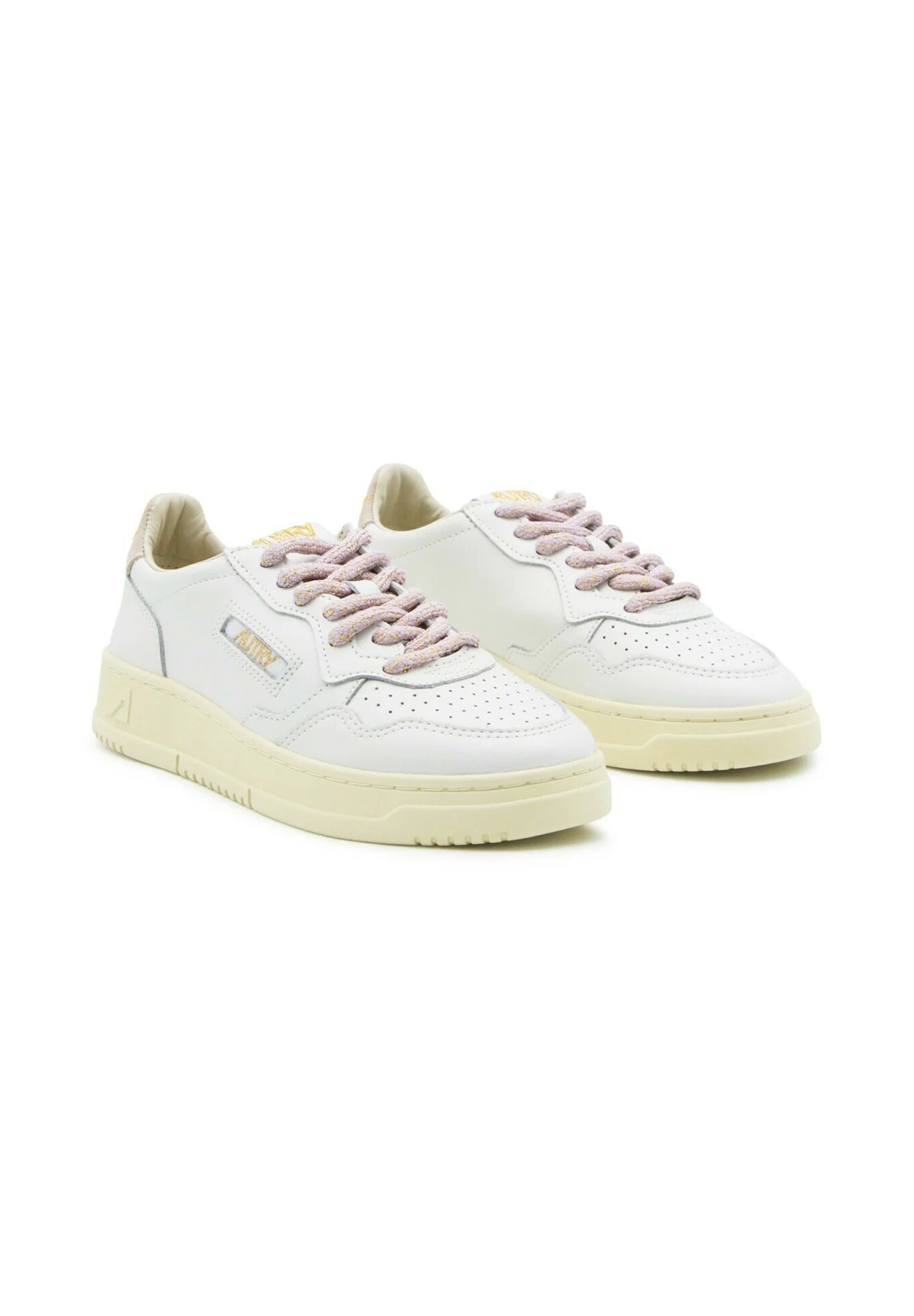 AUTRY Medialist Pelle Bianca Con Lacci e Talloncino Rosa/Oro