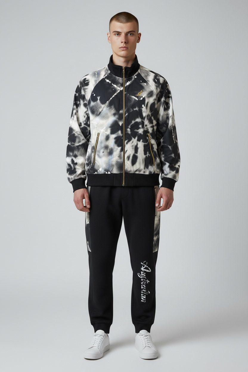 AUSTRALIAN Tuta Completa Double Face Limited Edition Senza Cappuccio Con Zip Oro Nero/Bianco