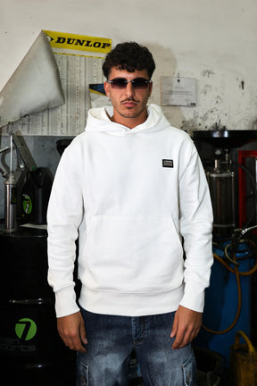 SOLDIER Felpa Con Cappuccio Logo Sul Petto Bianco
