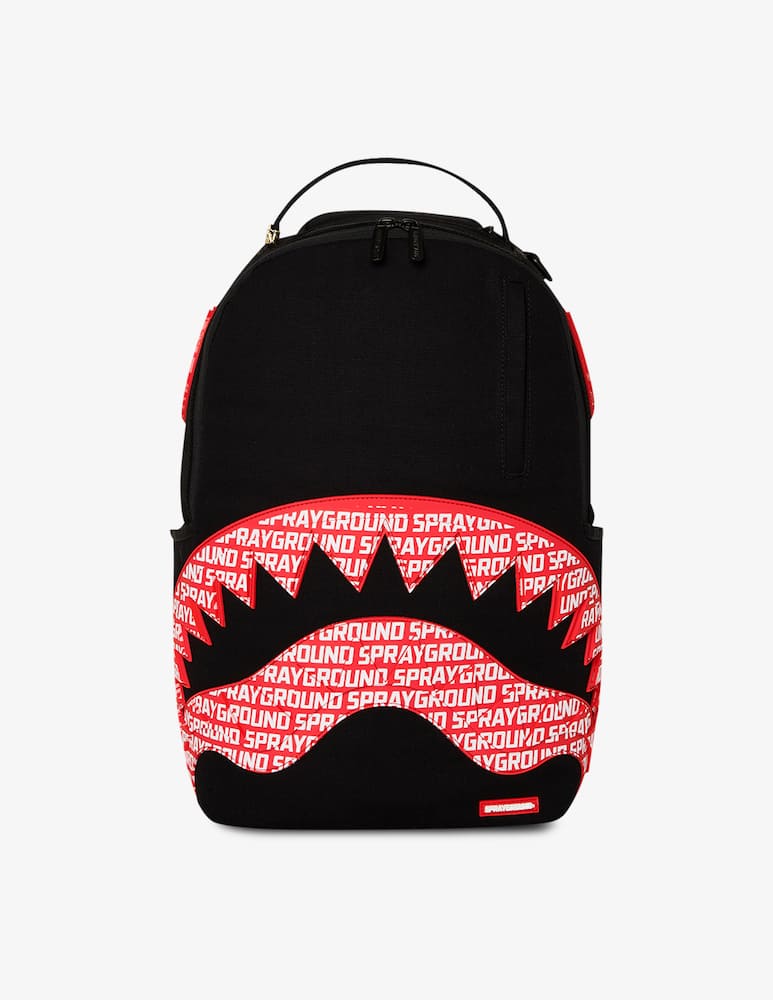 SPRAYGROUND Zaino LOGO MOUTH CORE DLX COTTON BACKPACK In Denim Nero/Rosso