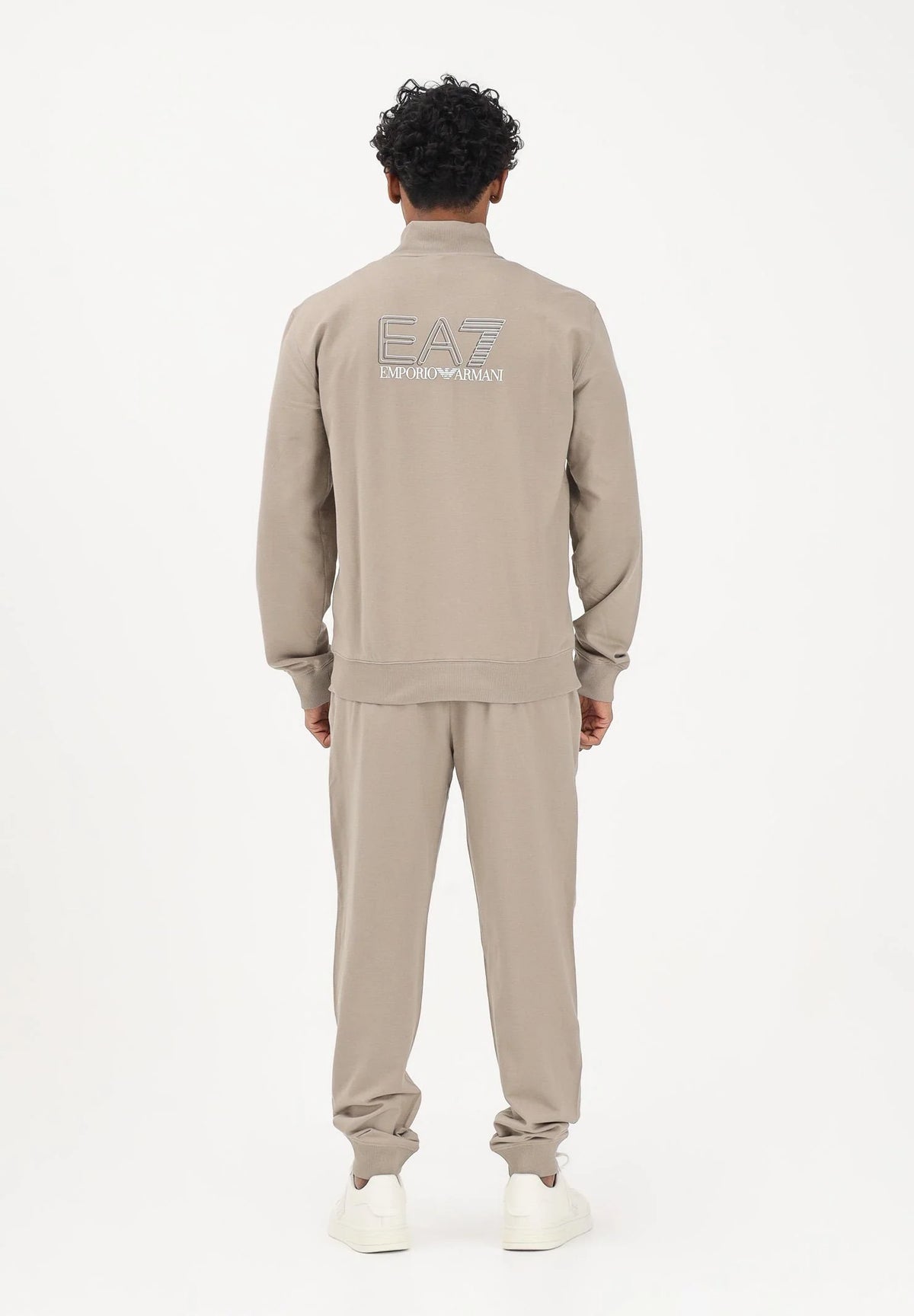 EMPORIO ARMANI Tuta In Cotone Con Zip Visibility Senza Cappuccio Beige