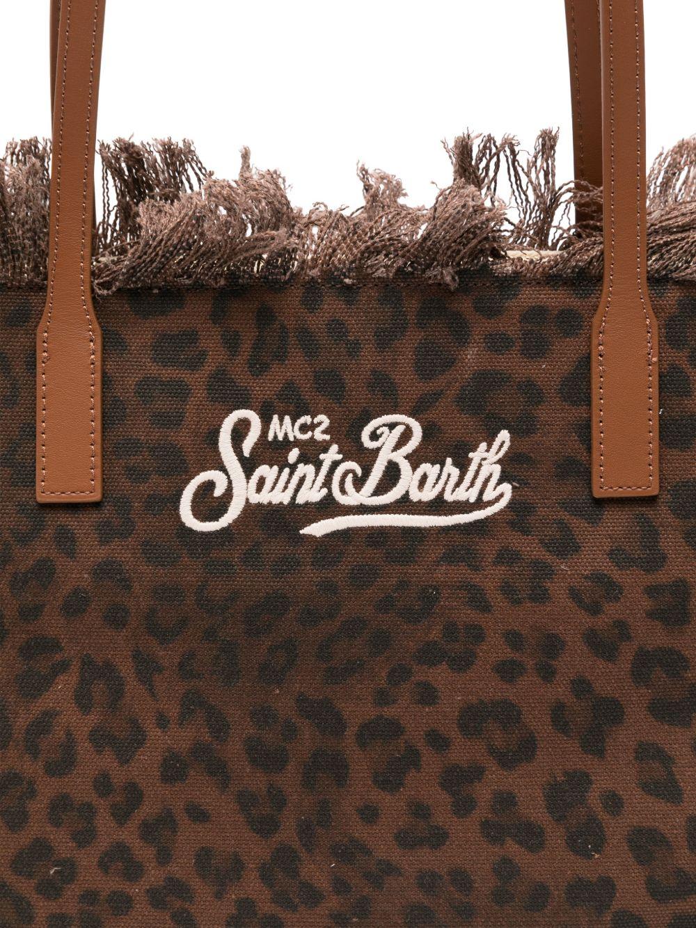 SAINT BARTH BORSA CITY BAG MID IN CANVAS LEOPARDATA CON FRANGE