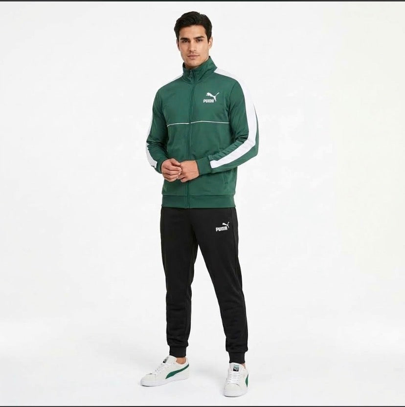 PUMA Tuta Completa Con Zip Acetata Verde/Bianco