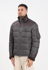 BLAUER Giubbotto Uomo Ovattato Invernale Metà Pelle Montone Metà Fasciato Nero