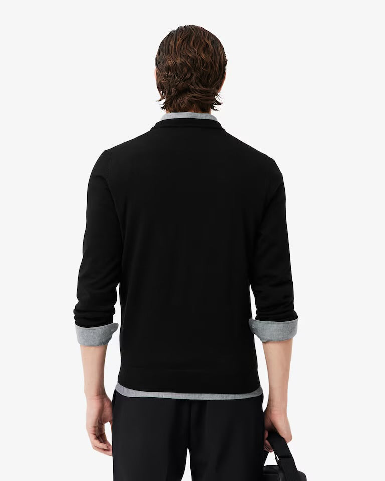 LACOSTE Maglioncino Basic in 100% Lana Nero