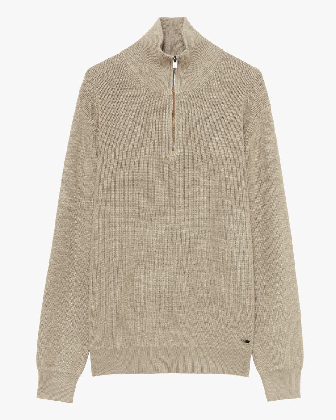 GIANNI LUPO Maglioncino Collo Alto Mezza Zip Beige