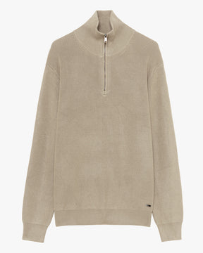 GIANNI LUPO Maglioncino Collo Alto Mezza Zip Beige