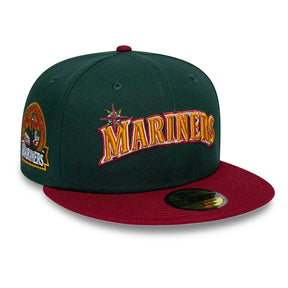 NEW ERA Cappello Mariners con visiera Dritta 59 Fifty Verde/Rosso Con Logo Giallo