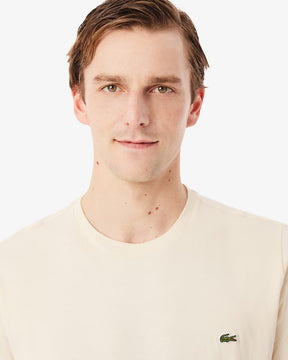 LACOSTE T-Shirt Basic In Cotone Pima Beige Chiaro