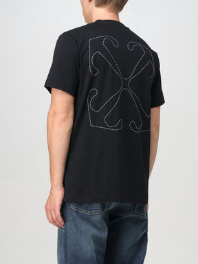 OFF-WHITE T-shirt Logo Avanti Stampa Retro Nera e Bianca