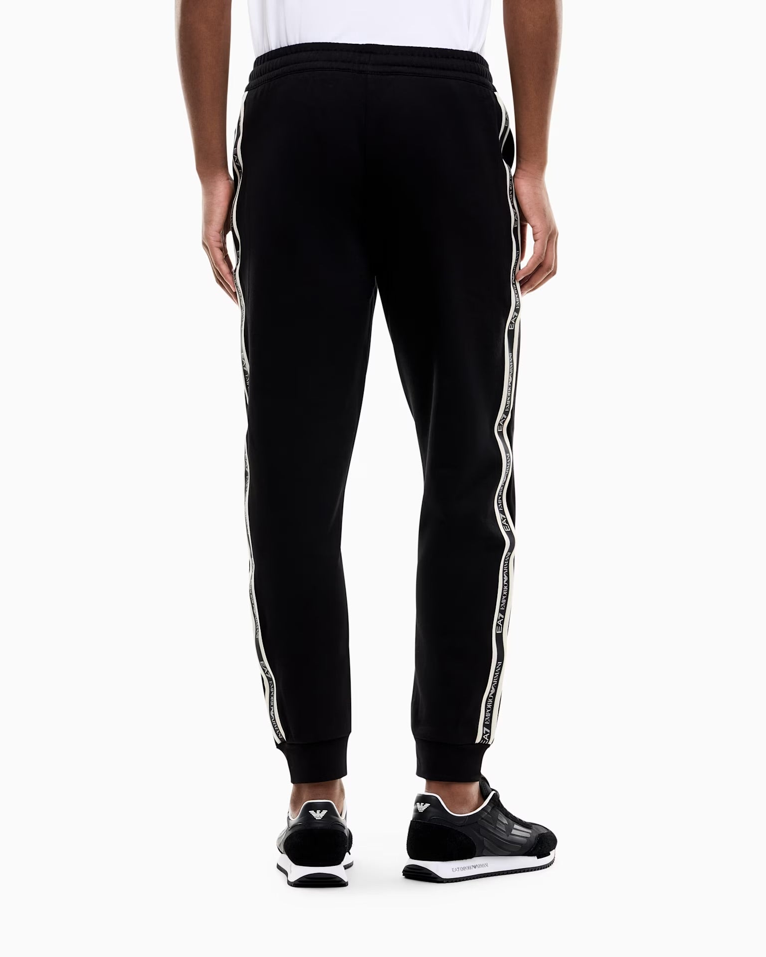 EMPORIO ARMANI Tuta Completa Con Cappuccio e Bande Laterali Nero/Bianco