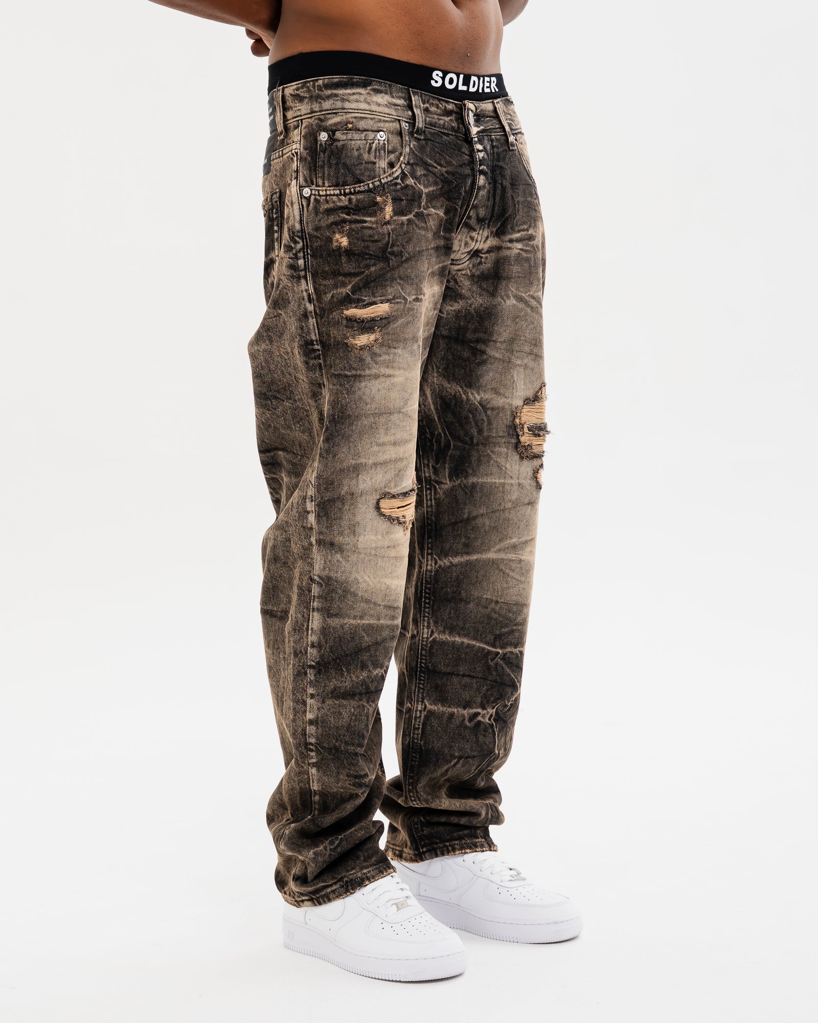 SOLDIER Jeans Baggy Made in Italy Nero Sabbiato