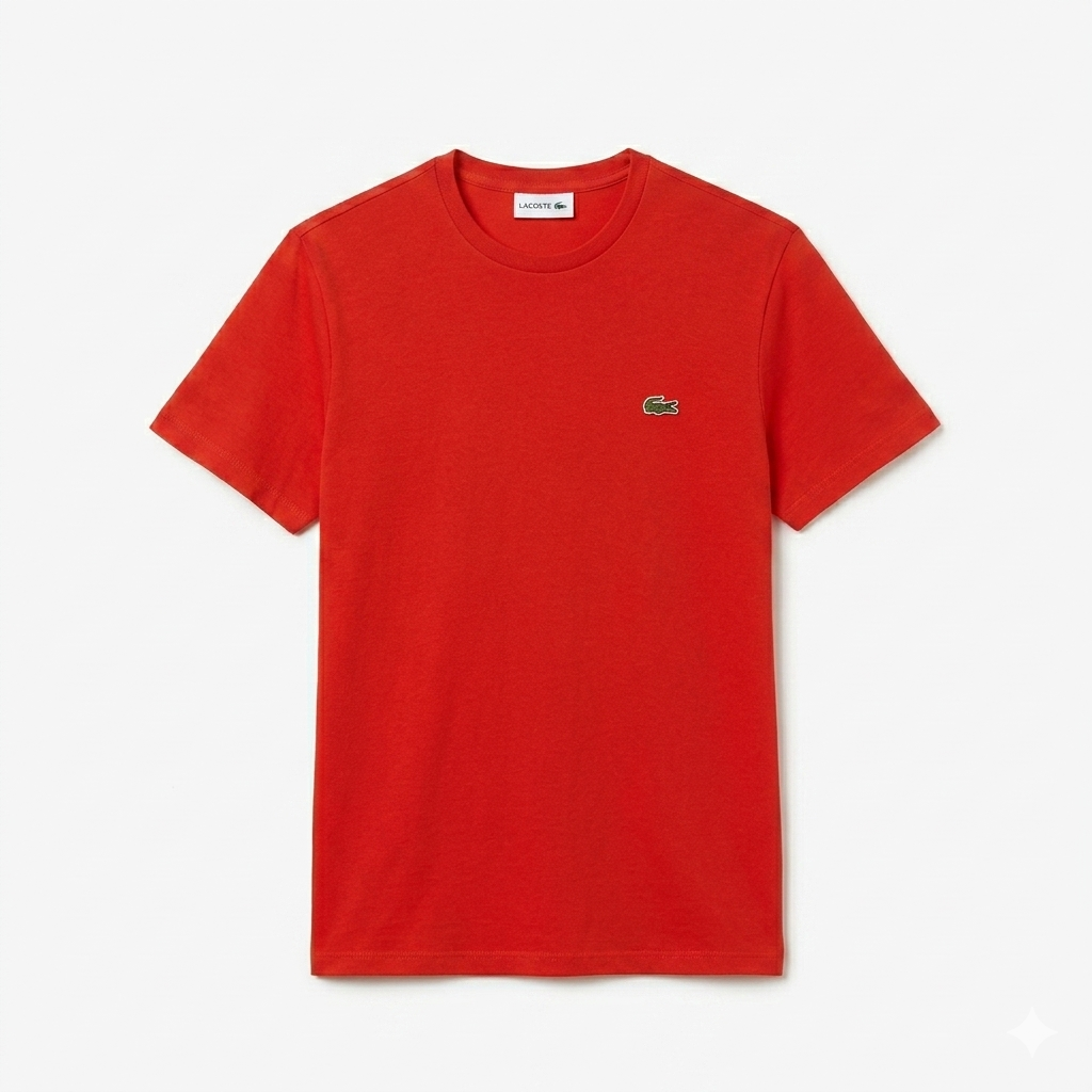 LACOSTE T-Shirt Basic In Cotone Pima Arancione